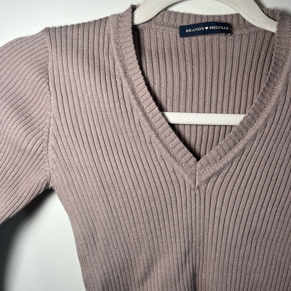 Brandy Melville Brown Ribbed Long Sleeve